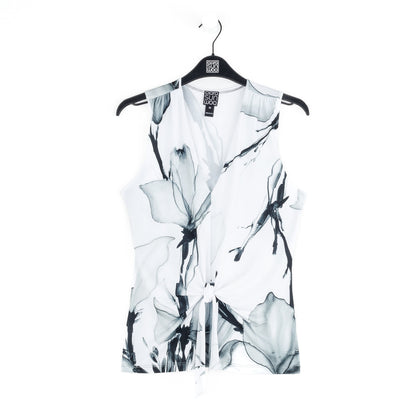 Sleeveless V-Neck Center Front Tie Top - Ethereal Petals - Limited Sizes | Clara Sunwoo