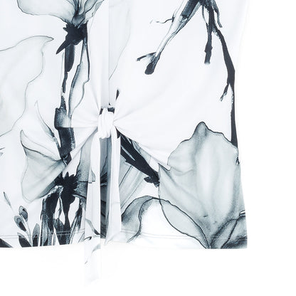 Sleeveless V-Neck Center Front Tie Top - Ethereal Petals - Limited Sizes | Clara Sunwoo