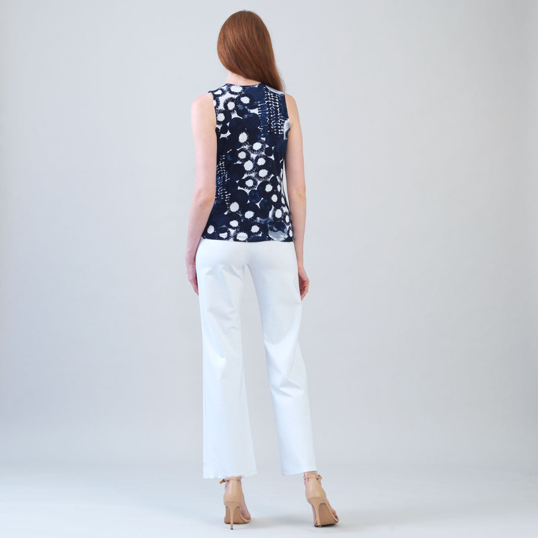 Sleeveless V-Neck Center Front Tie Top - Circle Splatter - Limited Sizes | Clara Sunwoo