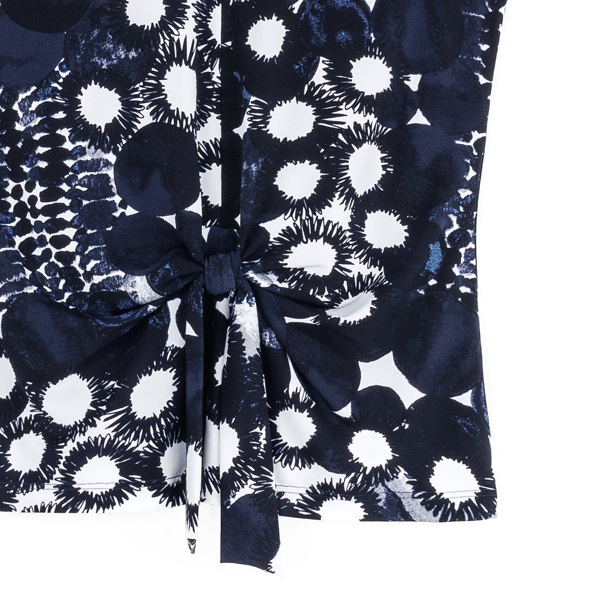 Sleeveless V-Neck Center Front Tie Top - Circle Splatter - Limited Sizes | Clara Sunwoo
