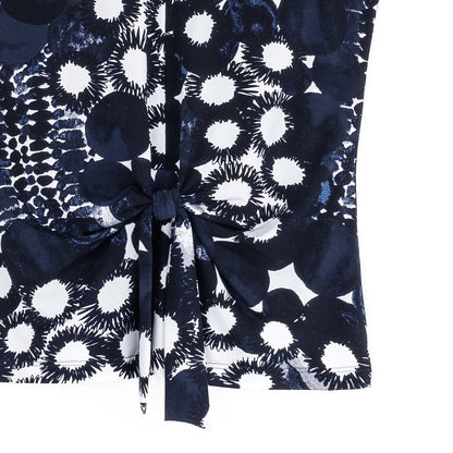 Sleeveless V-Neck Center Front Tie Top - Circle Splatter - Limited Sizes | Clara Sunwoo