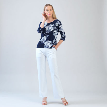 Scoop Neck Half Sleeve Top - Peony Blossom | Clara Sunwoo