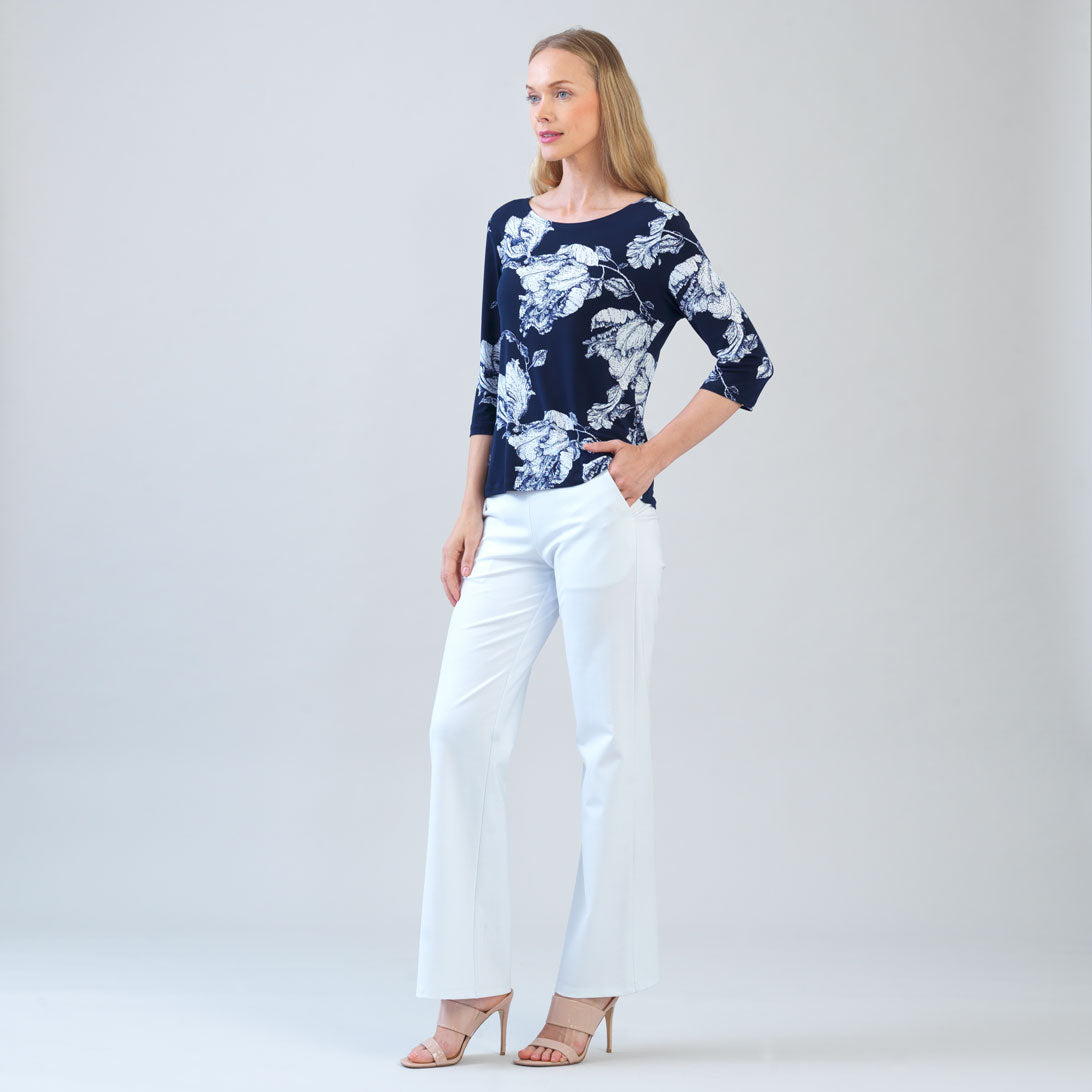 Scoop Neck Half Sleeve Top - Peony Blossom | Clara Sunwoo
