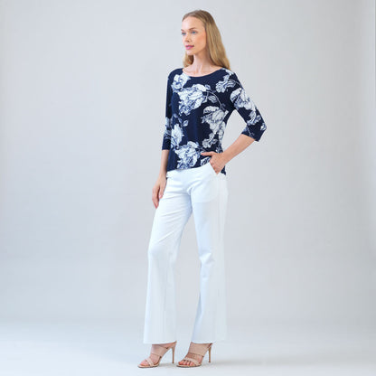 Scoop Neck Half Sleeve Top - Peony Blossom | Clara Sunwoo