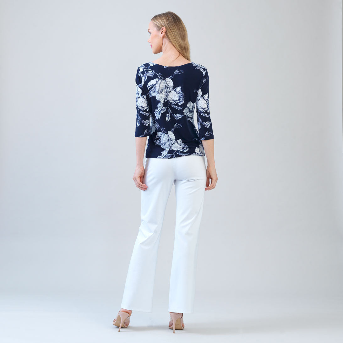 Scoop Neck Half Sleeve Top - Peony Blossom | Clara Sunwoo