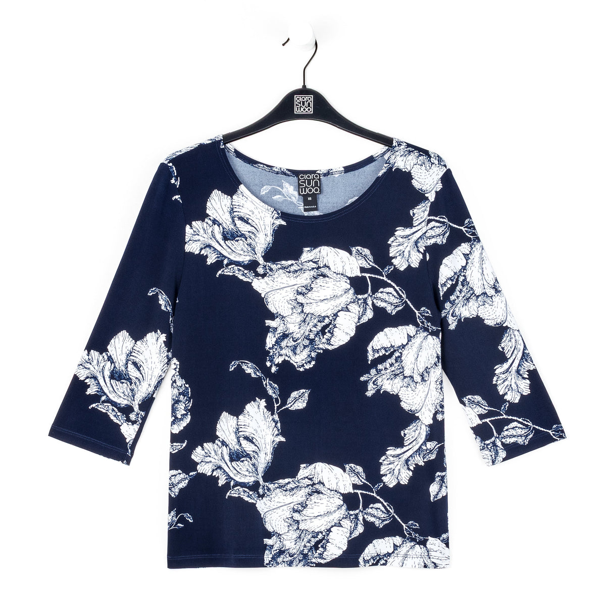 Scoop Neck Half Sleeve Top - Peony Blossom | Clara Sunwoo