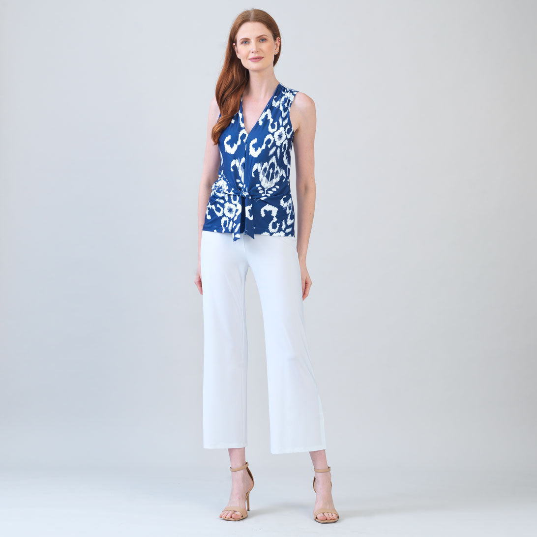 Butter Knit - Sleeveless V-Neck Center Front Tie Top - Tile Motif - Limited Sizes | Clara Sunwoo