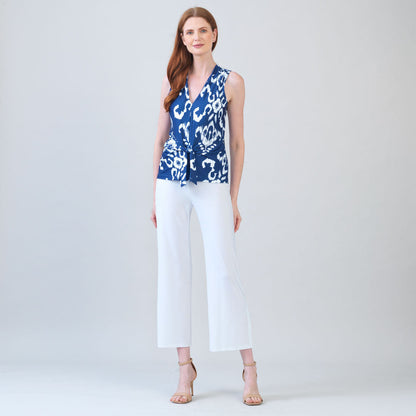 Butter Knit - Sleeveless V-Neck Center Front Tie Top - Tile Motif - Limited Sizes | Clara Sunwoo