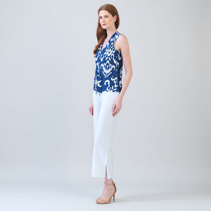 Butter Knit - Sleeveless V-Neck Center Front Tie Top - Tile Motif - Limited Sizes | Clara Sunwoo