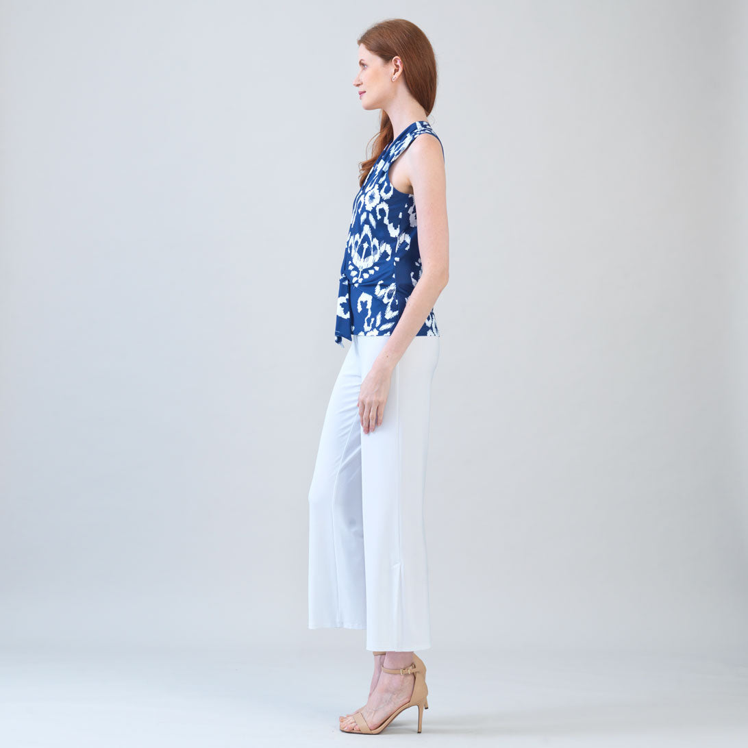 Butter Knit - Sleeveless V-Neck Center Front Tie Top - Tile Motif - Limited Sizes | Clara Sunwoo