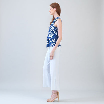 Butter Knit - Sleeveless V-Neck Center Front Tie Top - Tile Motif - Limited Sizes | Clara Sunwoo