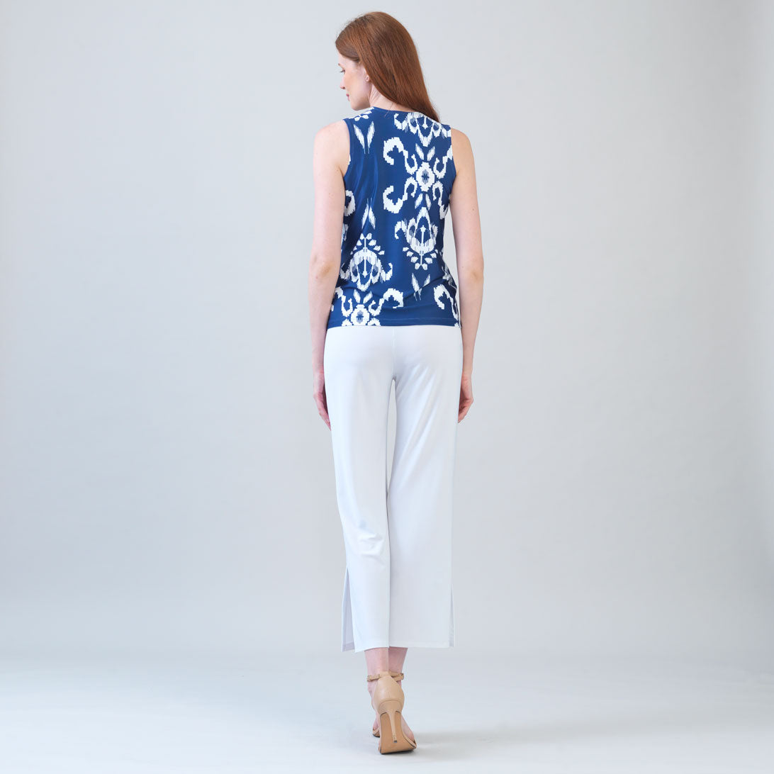 Butter Knit - Sleeveless V-Neck Center Front Tie Top - Tile Motif - Limited Sizes | Clara Sunwoo
