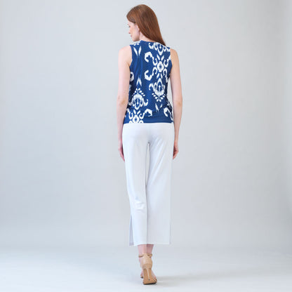 Butter Knit - Sleeveless V-Neck Center Front Tie Top - Tile Motif - Limited Sizes | Clara Sunwoo