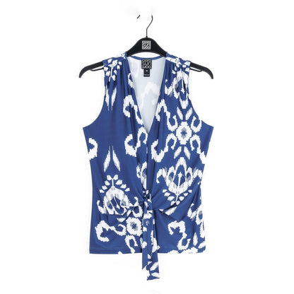 Butter Knit - Sleeveless V-Neck Center Front Tie Top - Tile Motif - Limited Sizes | Clara Sunwoo