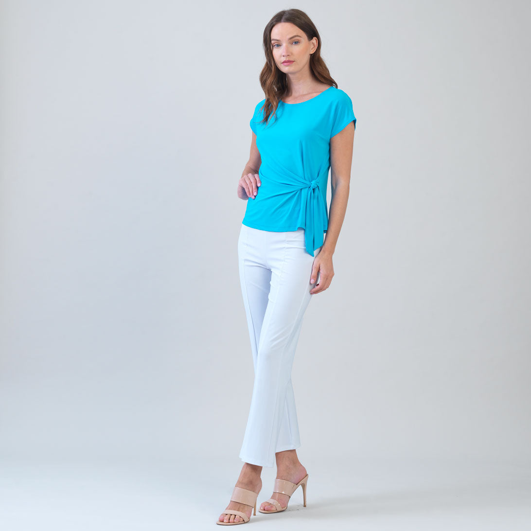 Slant Sleeve Side Tie Top - Turquoise - Final Sale | Clara Sunwoo
