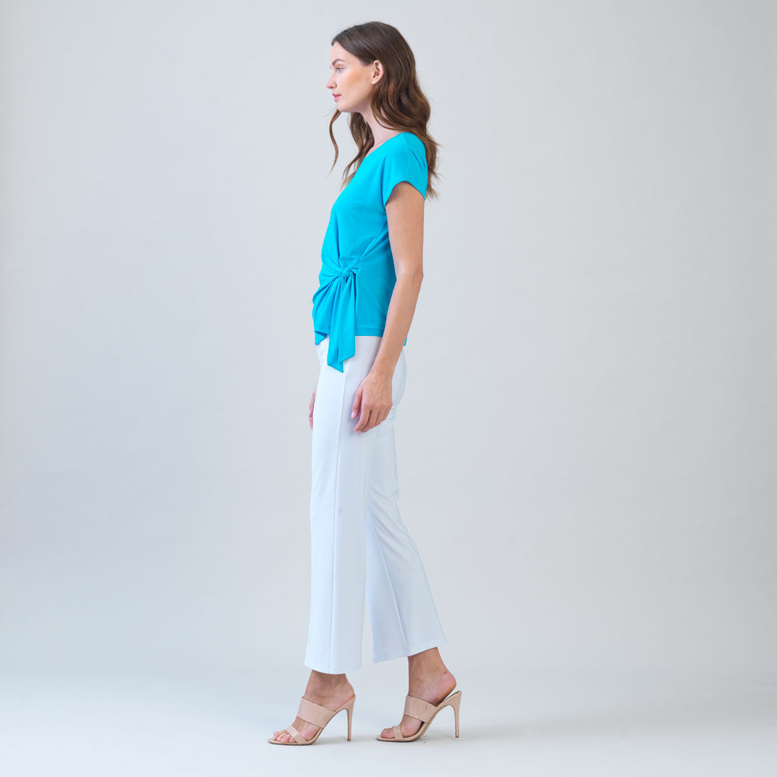 Slant Sleeve Side Tie Top - Turquoise - Final Sale | Clara Sunwoo