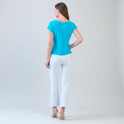 Slant Sleeve Side Tie Top - Turquoise - Final Sale | Clara Sunwoo