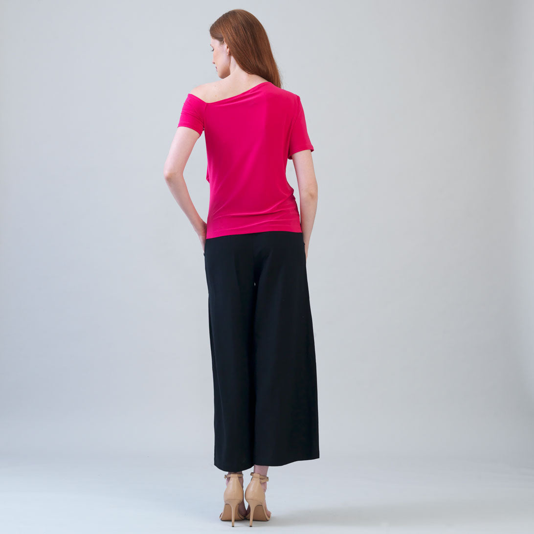 Angular Drape Neck Off Shoulder Top - Hot Pink - Final Sale | Clara Sunwoo