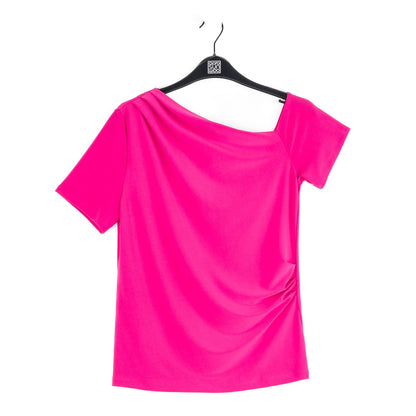 Angular Drape Neck Off Shoulder Top - Hot Pink - Final Sale | Clara Sunwoo