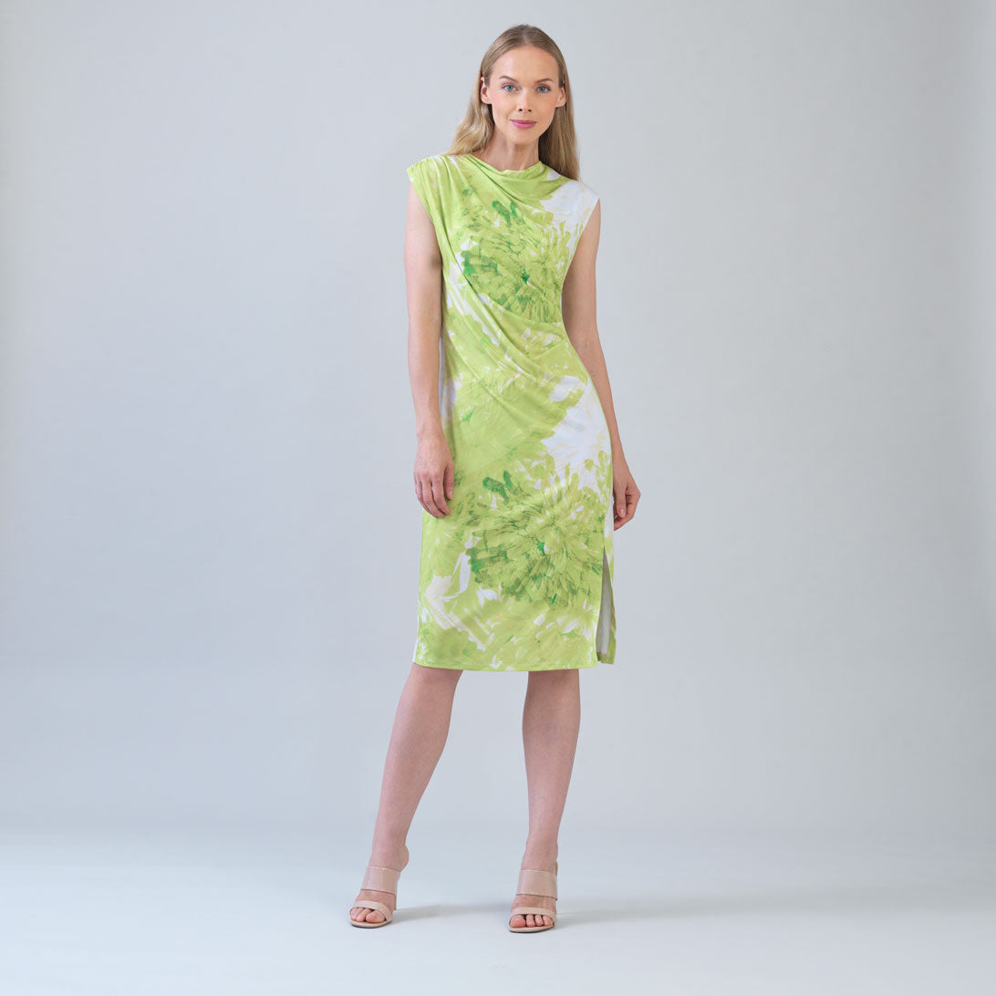 Signature Side Slit Midi Dress - Floral Citrus - Final Sale | Clara Sunwoo