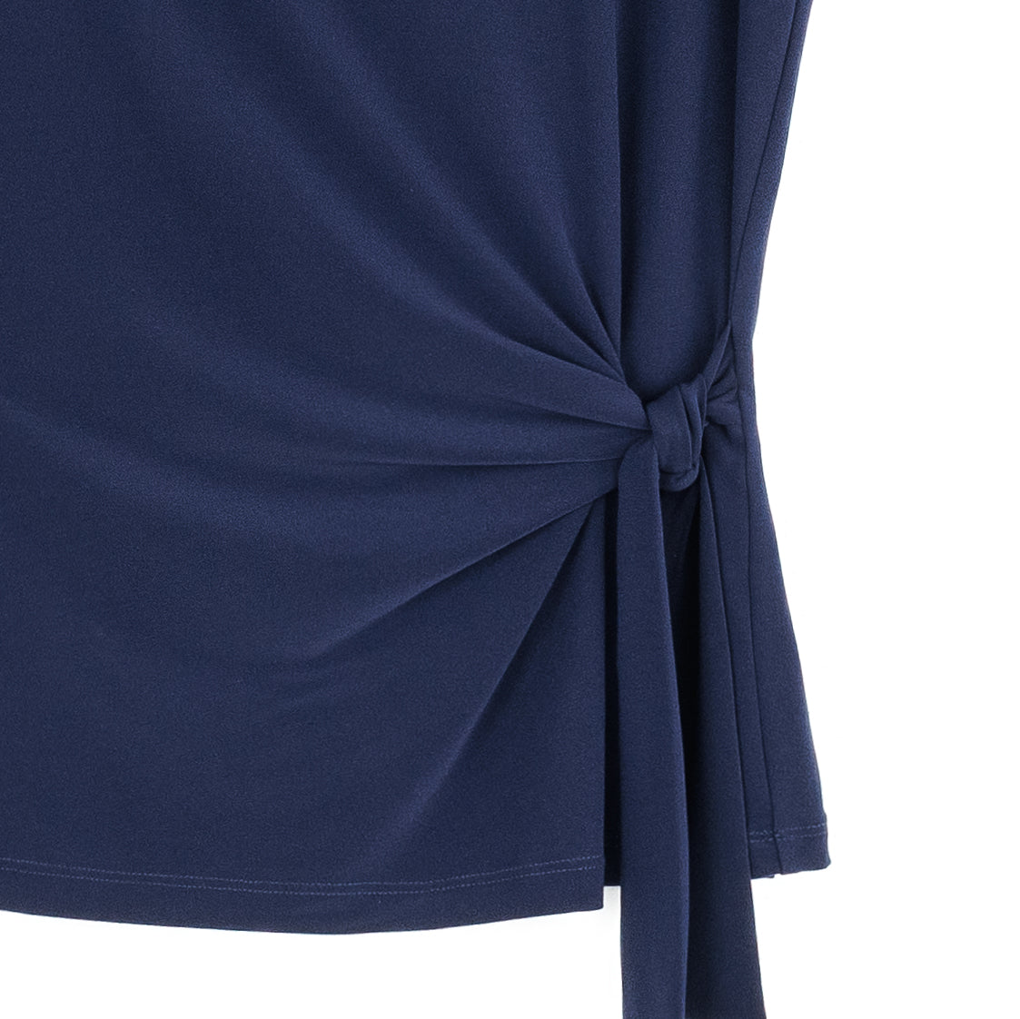 Slant Sleeve Side Tie Top - Navy | Clara Sunwoo