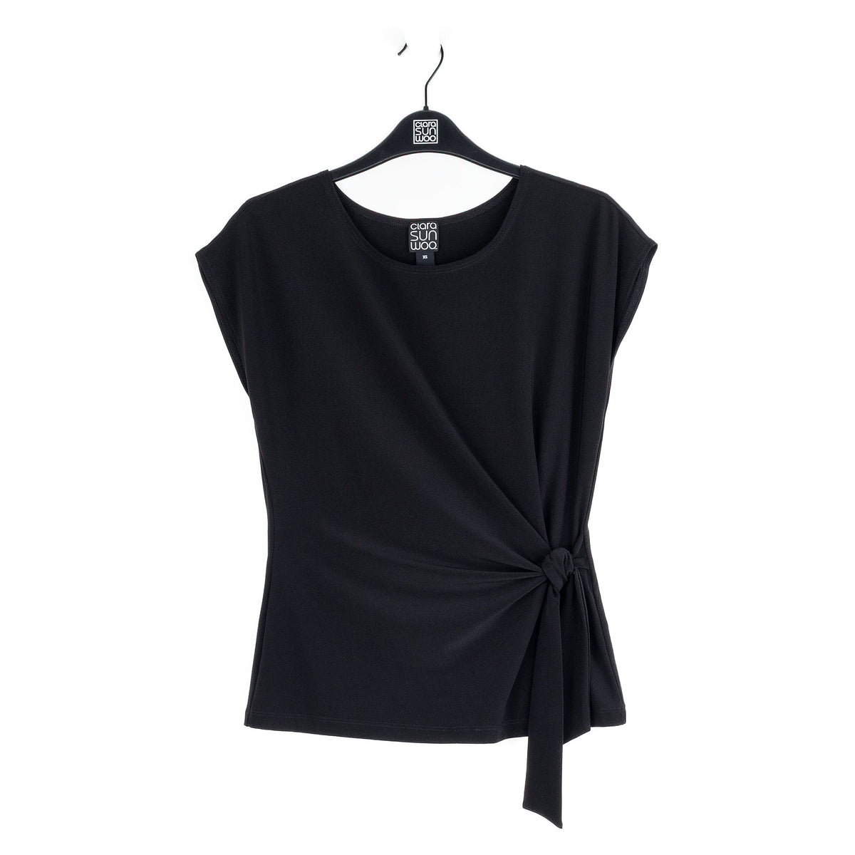 Slant Sleeve Side Tie Top - Black | Clara Sunwoo