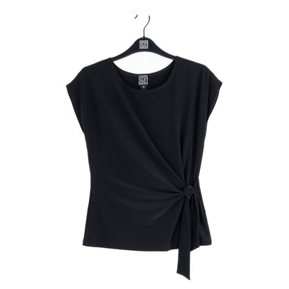 Slant Sleeve Side Tie Top - Black | Clara Sunwoo