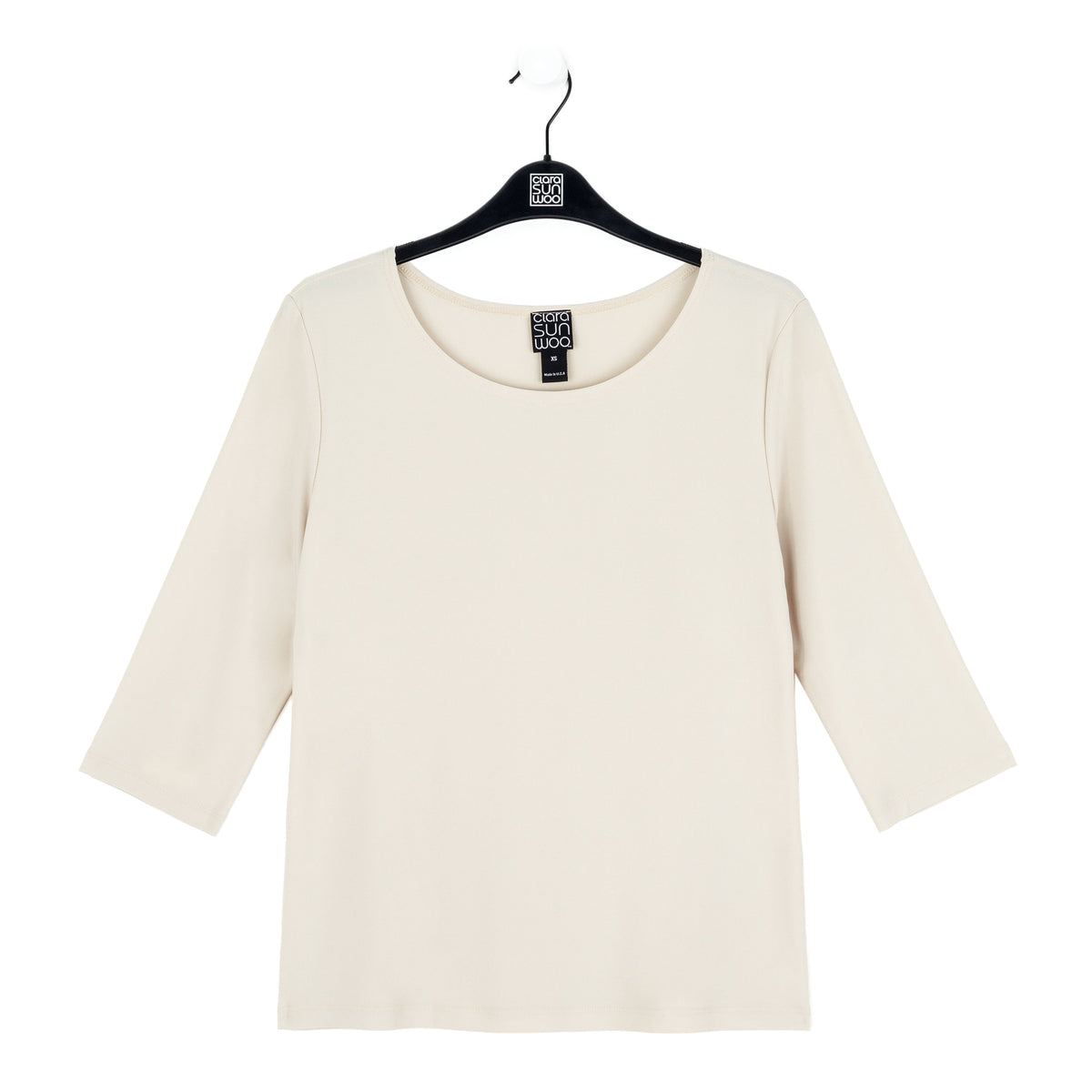 Scoop Neck Half Sleeve Top - Bone | Clara Sunwoo