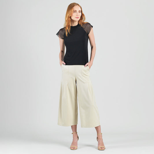 Mesh Cap Sleeve Top - Black | Clara Sunwoo