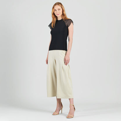 Mesh Cap Sleeve Top - Black | Clara Sunwoo