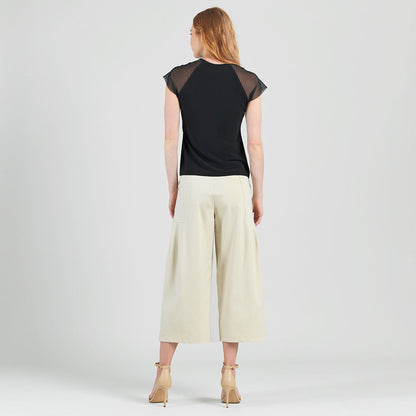 Mesh Cap Sleeve Top - Black | Clara Sunwoo