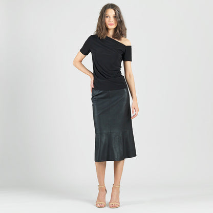 Angular Drape Neck Off Shoulder Top - Black - Limited Sizes | Clara Sunwoo