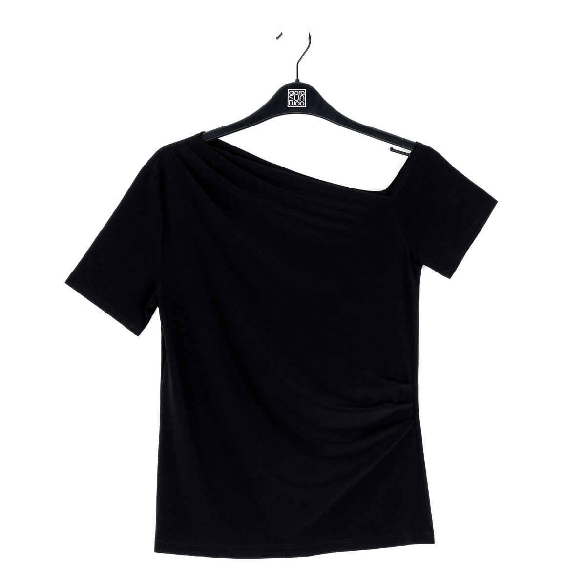 Angular Drape Neck Off Shoulder Top - Black - Limited Sizes | Clara Sunwoo