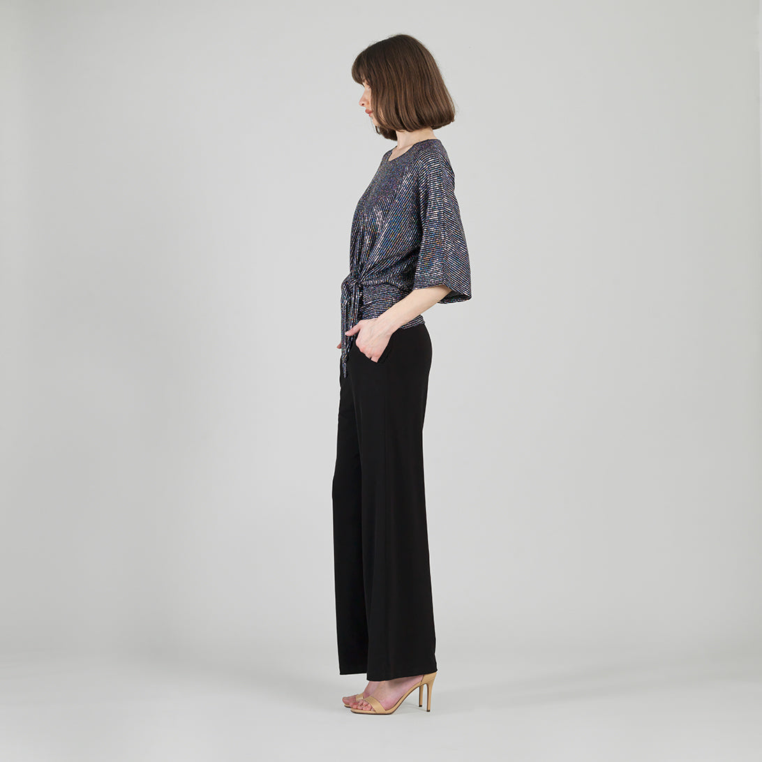 Shimmer Sequin - Side Tie Top - Silver Pinstripe | Clara Sunwoo