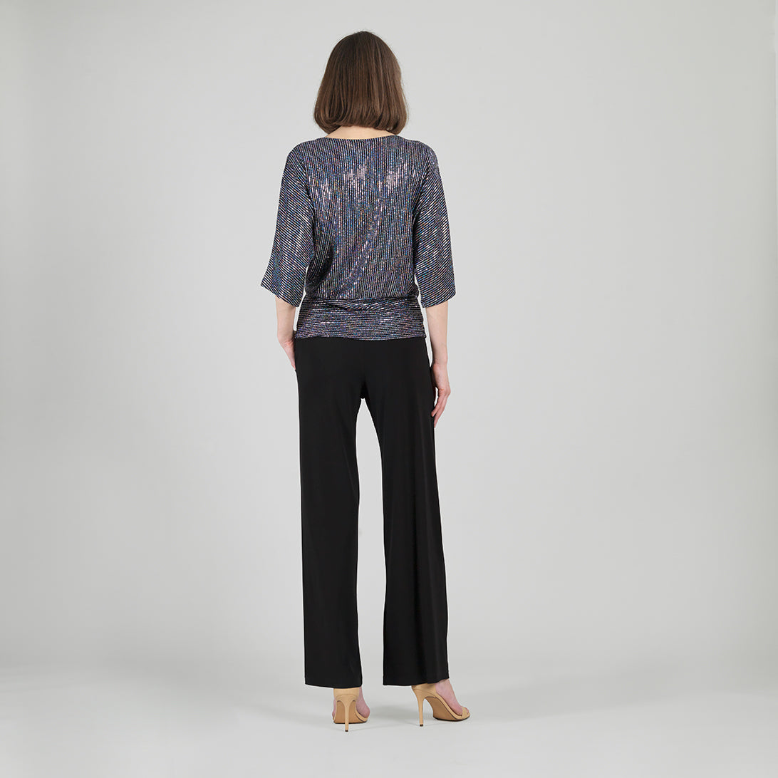 Shimmer Sequin - Side Tie Top - Silver Pinstripe | Clara Sunwoo
