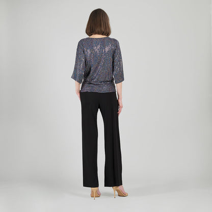 Shimmer Sequin - Side Tie Top - Silver Pinstripe | Clara Sunwoo