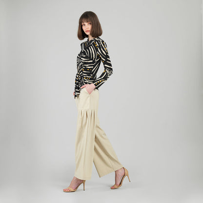Center Front Tie Top - Dots & Stripes | Clara Sunwoo