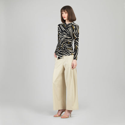 Center Front Tie Top - Dots & Stripes | Clara Sunwoo