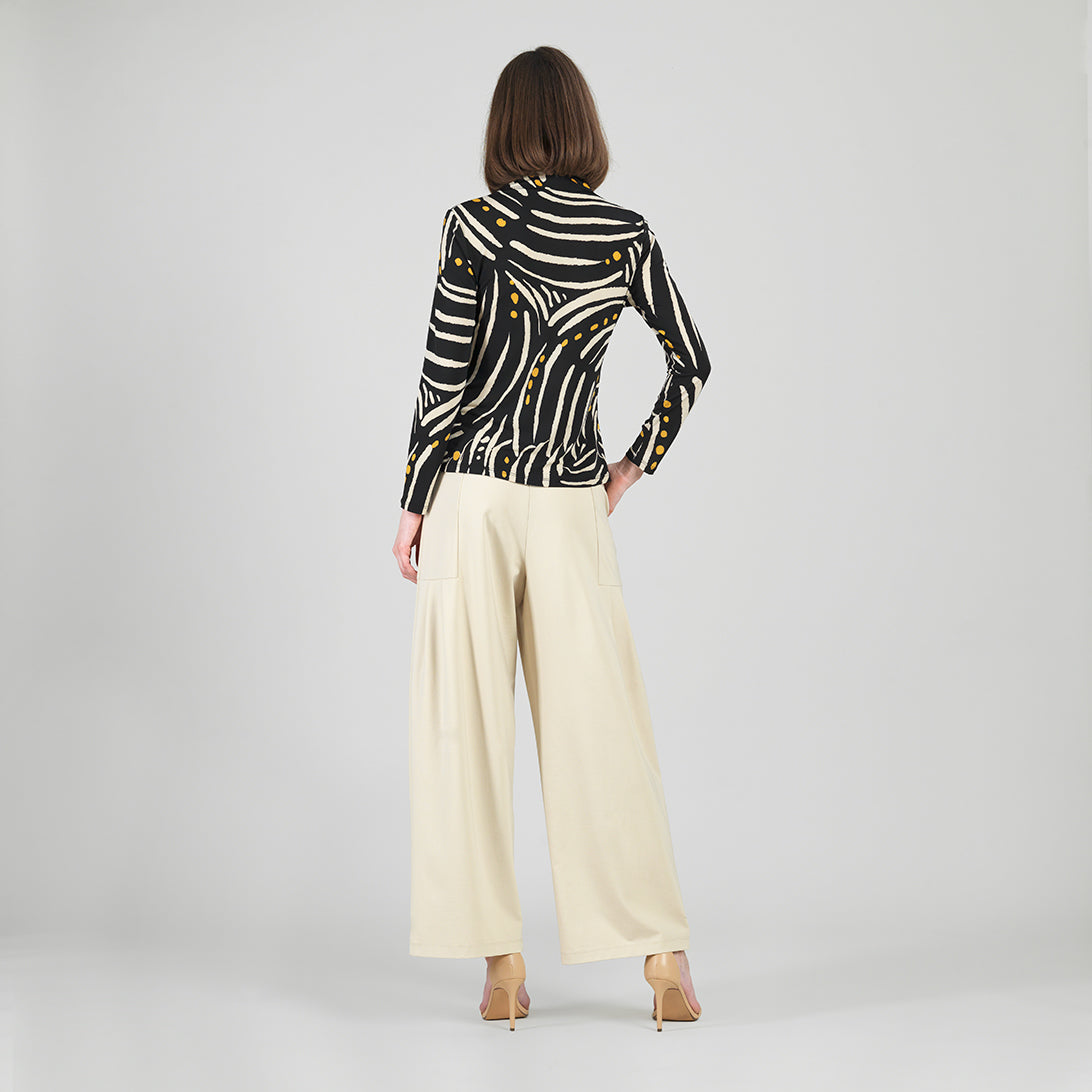 Center Front Tie Top - Dots & Stripes | Clara Sunwoo