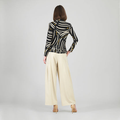 Center Front Tie Top - Dots & Stripes | Clara Sunwoo
