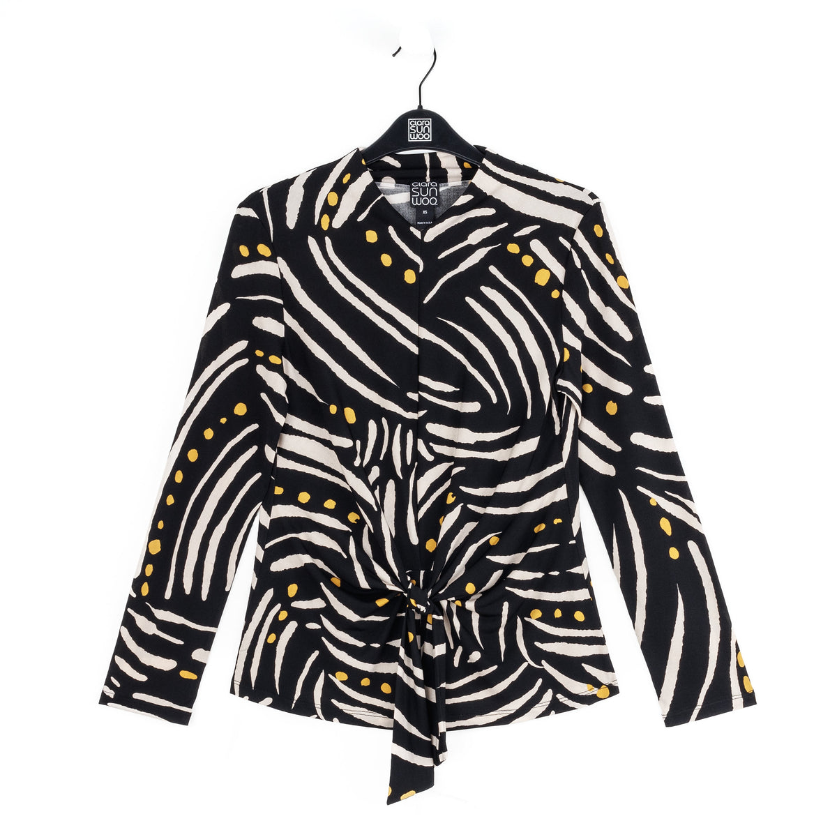 Center Front Tie Top - Dots & Stripes | Clara Sunwoo