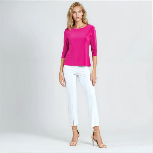 Scoop Neck Half Sleeve Top - Hot Pink | Clara Sunwoo
