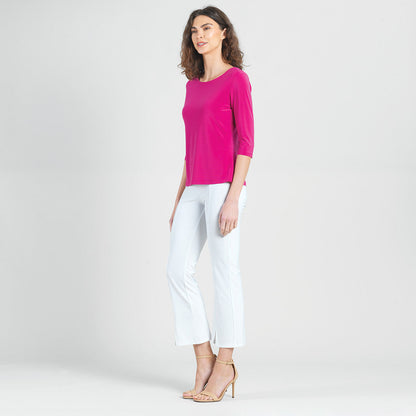 Scoop Neck Half Sleeve Top - Hot Pink | Clara Sunwoo