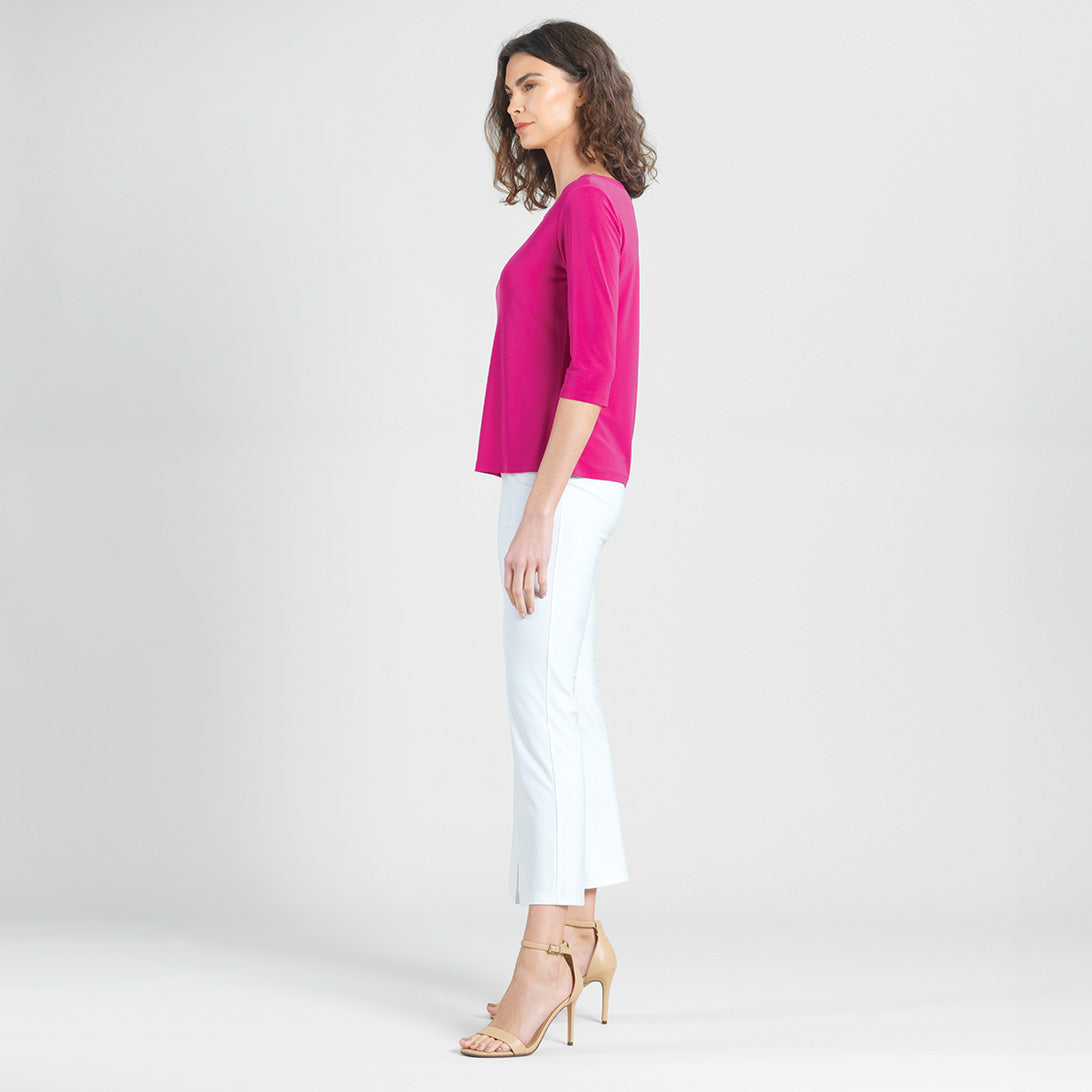 Scoop Neck Half Sleeve Top - Hot Pink | Clara Sunwoo