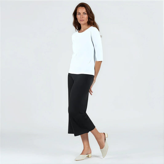 Scoop Neck Half Sleeve Top - White | Clara Sunwoo