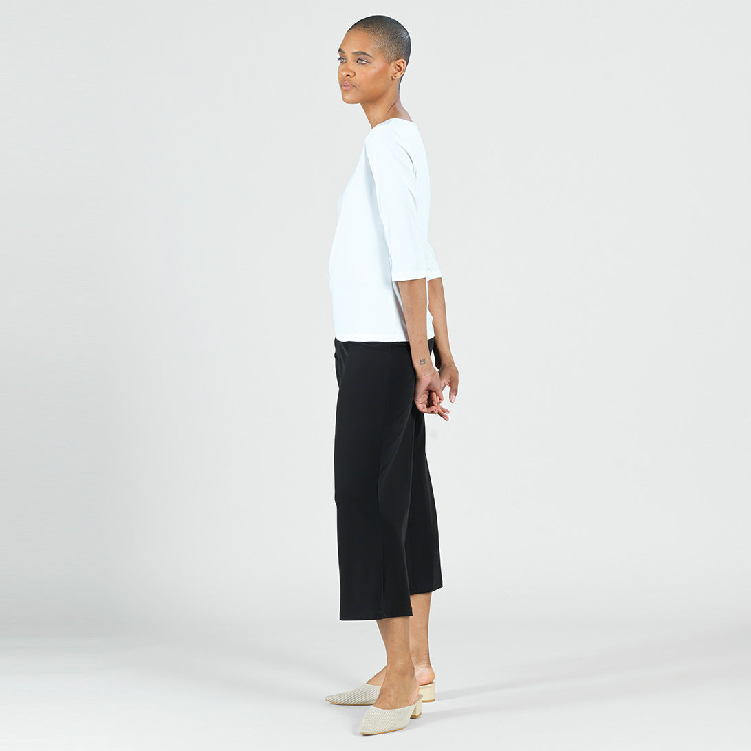 Scoop Neck Half Sleeve Top - White | Clara Sunwoo