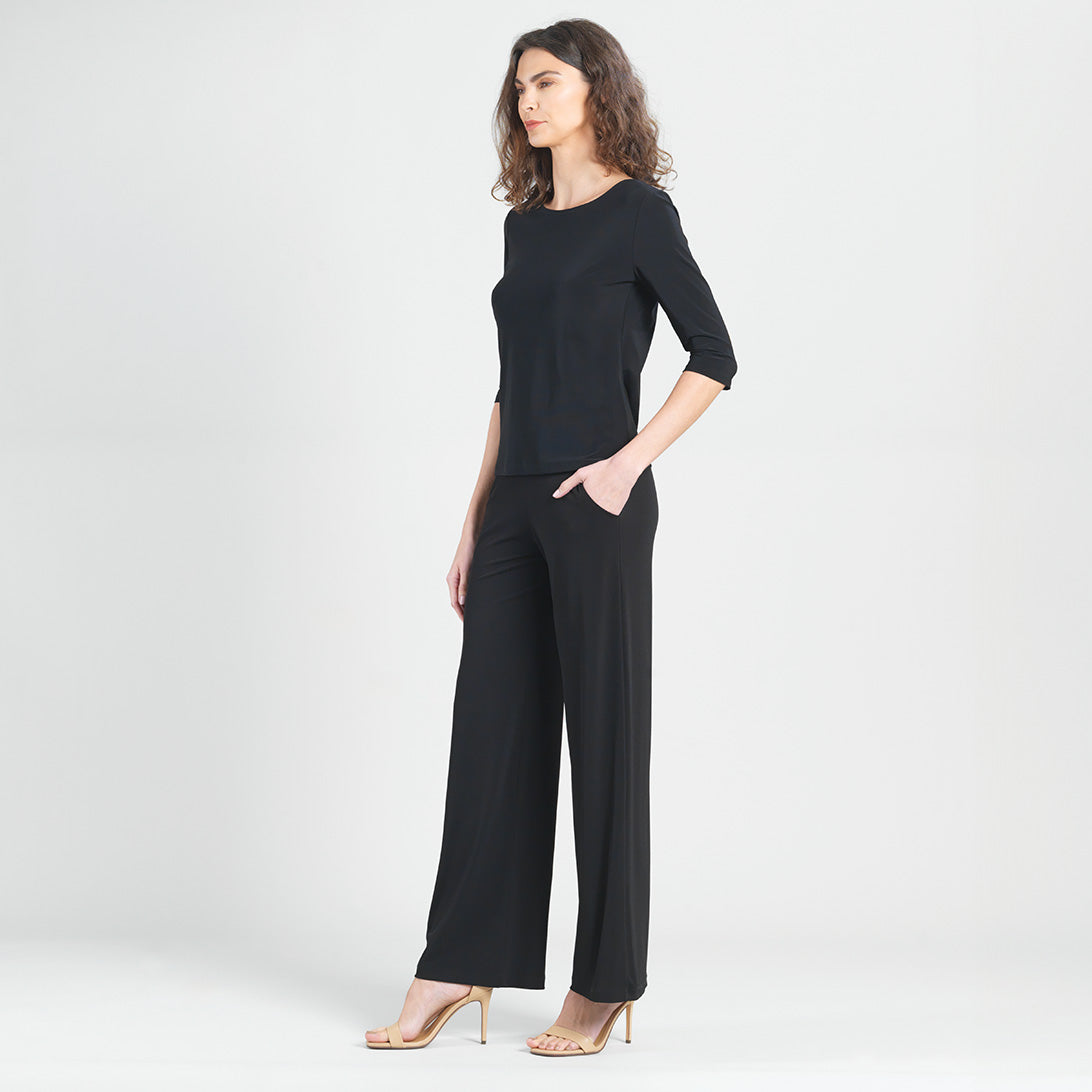 Scoop Neck Half Sleeve Top - Black | Clara Sunwoo