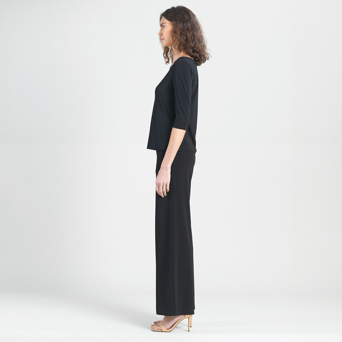 Scoop Neck Half Sleeve Top - Black | Clara Sunwoo