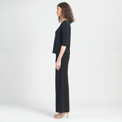 Scoop Neck Half Sleeve Top - Black | Clara Sunwoo