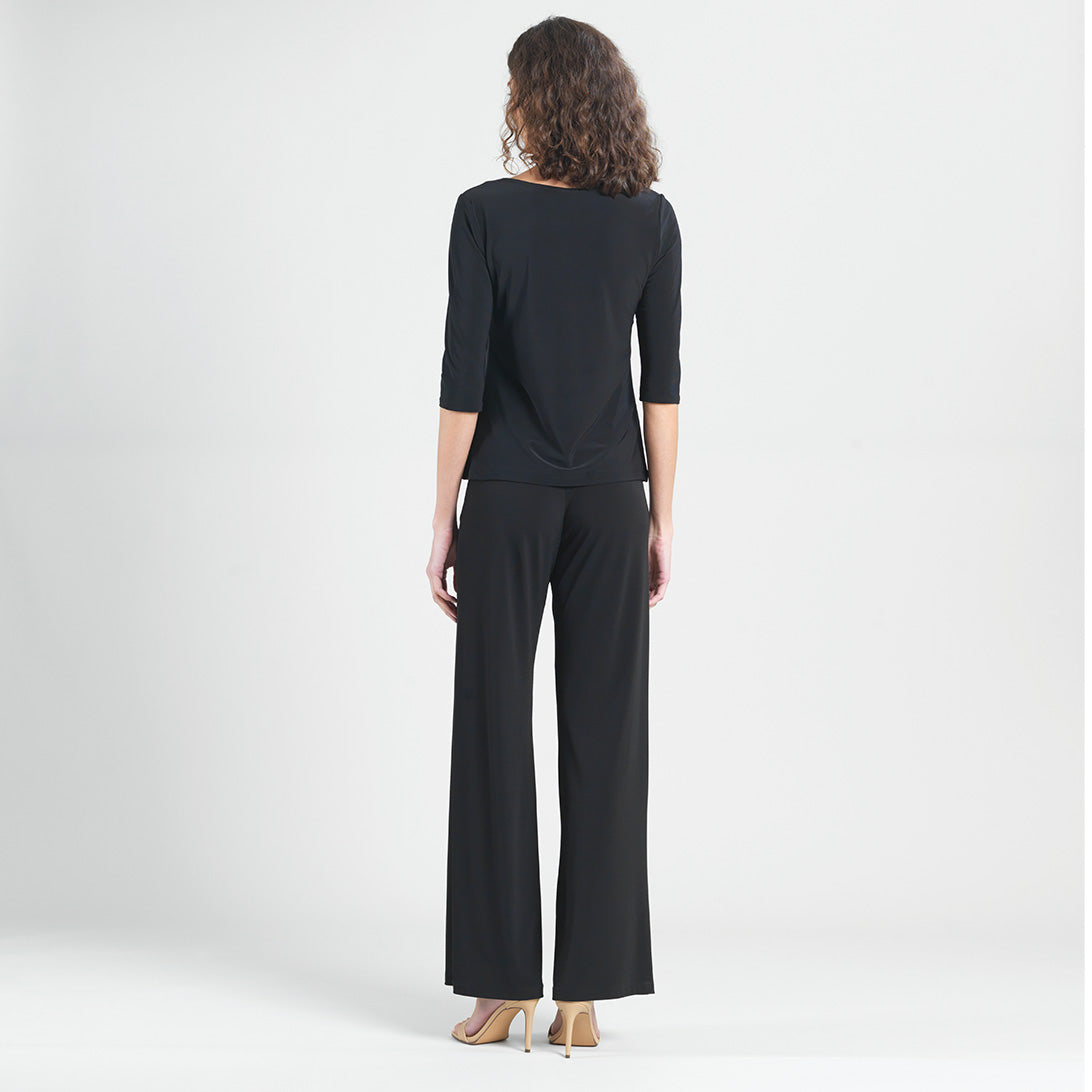 Scoop Neck Half Sleeve Top - Black | Clara Sunwoo